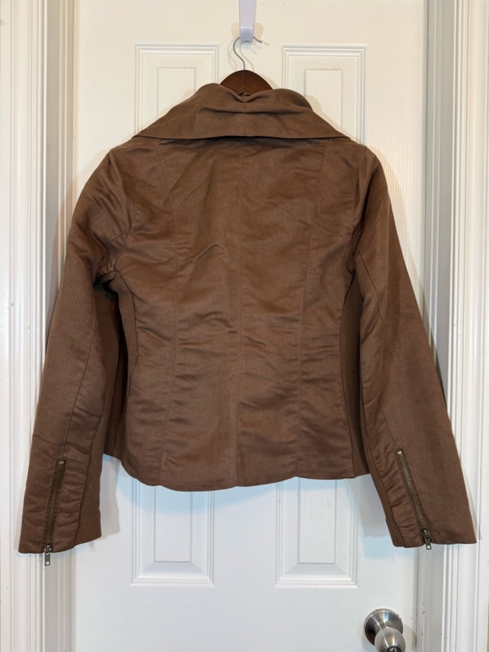 New York & Company Collection Asymmetrical Faux Suede Brown Jacket Size M - Picture 4 of 14